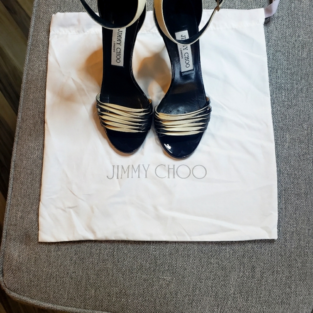 Jimmy Chow Two-tone Strappy Leather Sandal Size 37/7